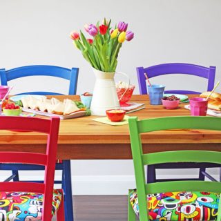 Beautiful bespoke chairs and barstools from Cheeky Chairs. Perfect for adding a splash of colour to your kitchen!