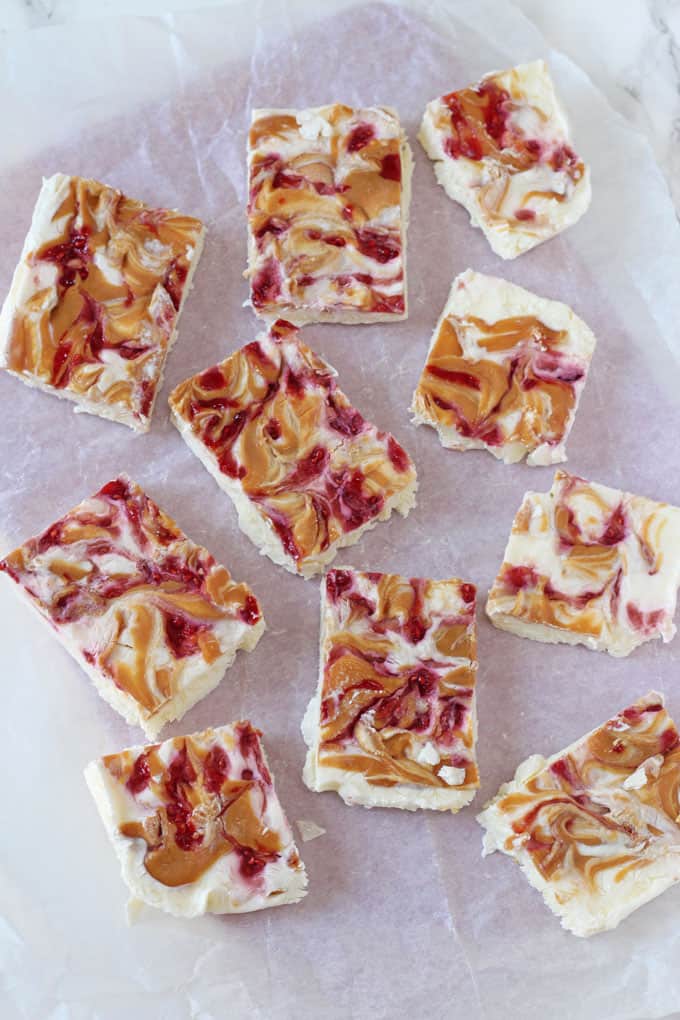 Peanut Butter & Jelly Frozen Yogurt Bark