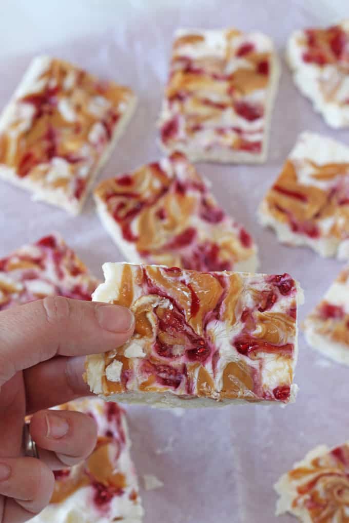 Peanut Butter & Jelly Frozen Yogurt Bark