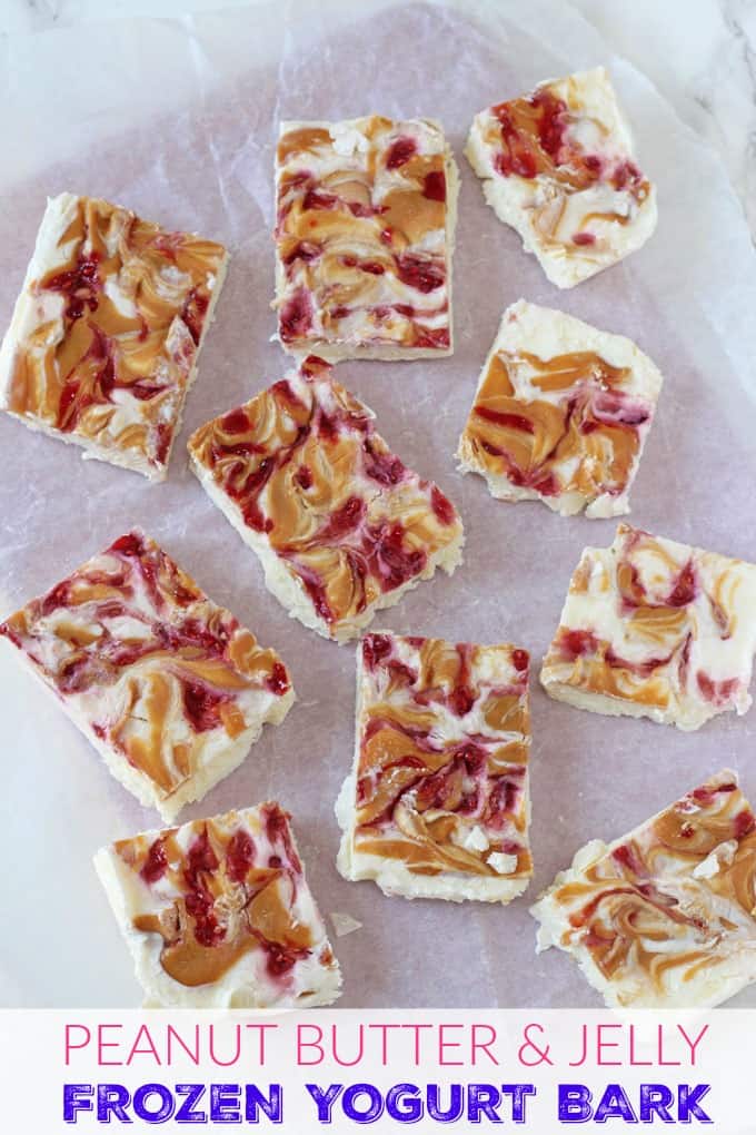 Peanut Butter & Jelly Frozen Yogurt Bark Pinterest Pin