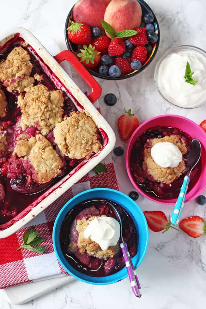 Summer Fruit Cobbler served with creme fraiche