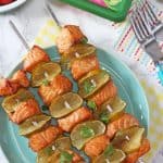 Delicious BBQ Salmon Skewers with Flora Dairy Free Avocado & Lime