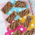 Delicious energy bars made with homemade sunflower butter, oats, flaxseed and coconut. They are the perfect nut-free snack for kids that can be popped into lunch bags or enjoyed as an after school snack!
