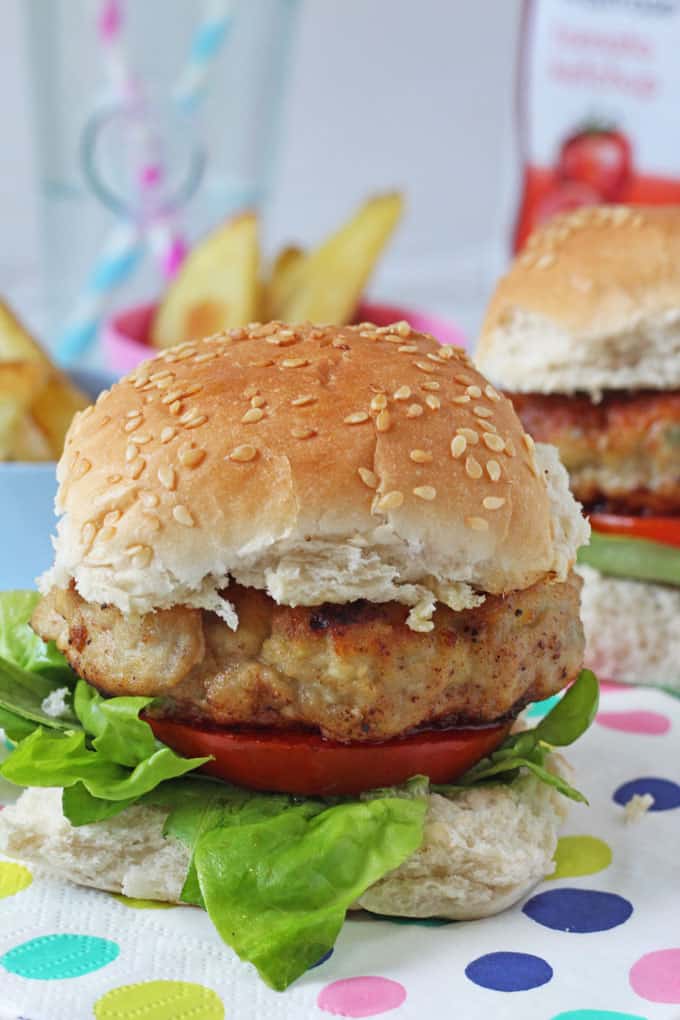 Delicious kid-friendly burgers made with chicken thighs and grated apple, all from the essential Waitrose range.