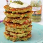 With just a few simple ingredients you can make these delicious Pesto Fritters, flavoured with basil pesto and packed with frozen veggies!