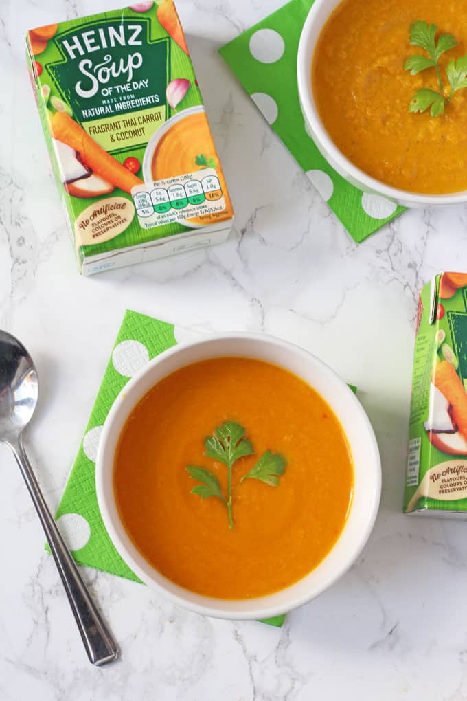 Fragrant Thai Carrot & Coconut Soup made with the exact ingredients in Heinz Soup Of The Day