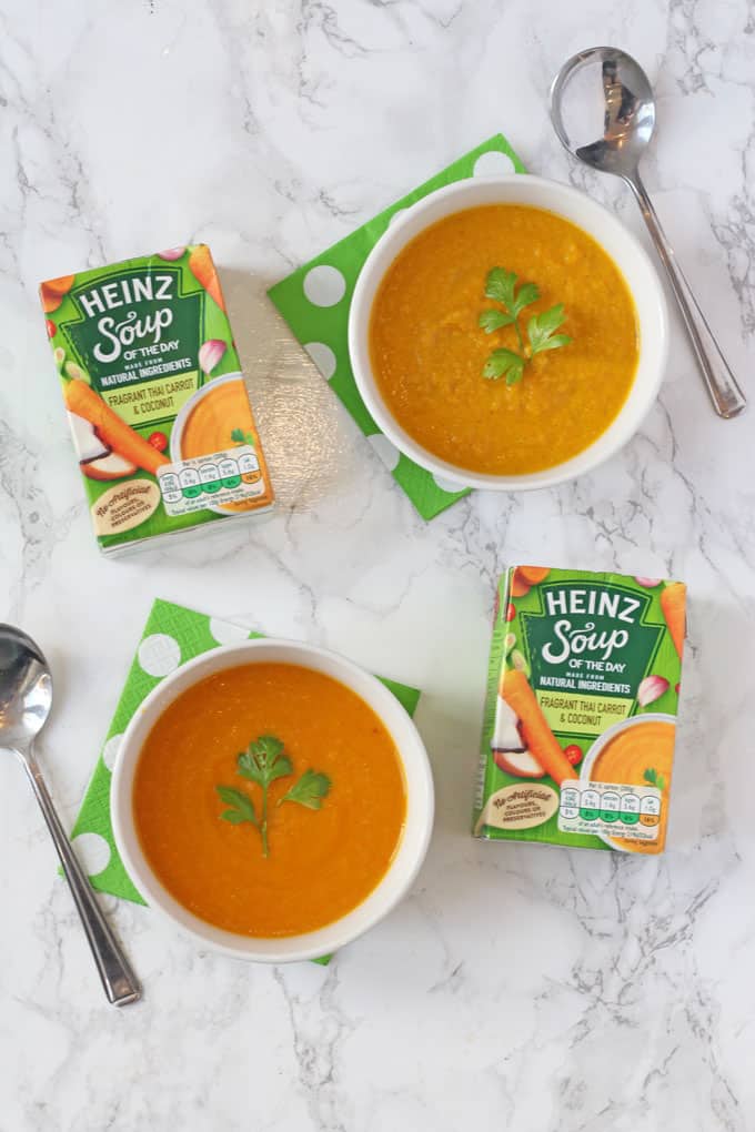 Fragrant Thai Carrot & Coconut Soup made with the exact ingredients in Heinz Soup Of The Day