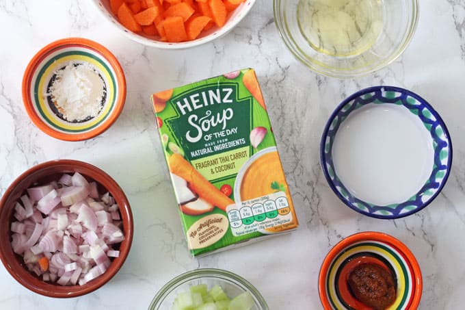 Fragrant Thai Carrot & Coconut Soup made with the exact ingredients in Heinz Soup Of The Day