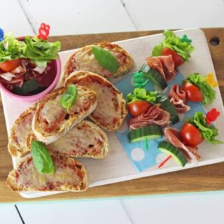 Fun Salad Skewers made with Prosciutto di San Daniele and delicious Grana Padano Cheese Toasties, the perfect lunch for kids and great for play dates!