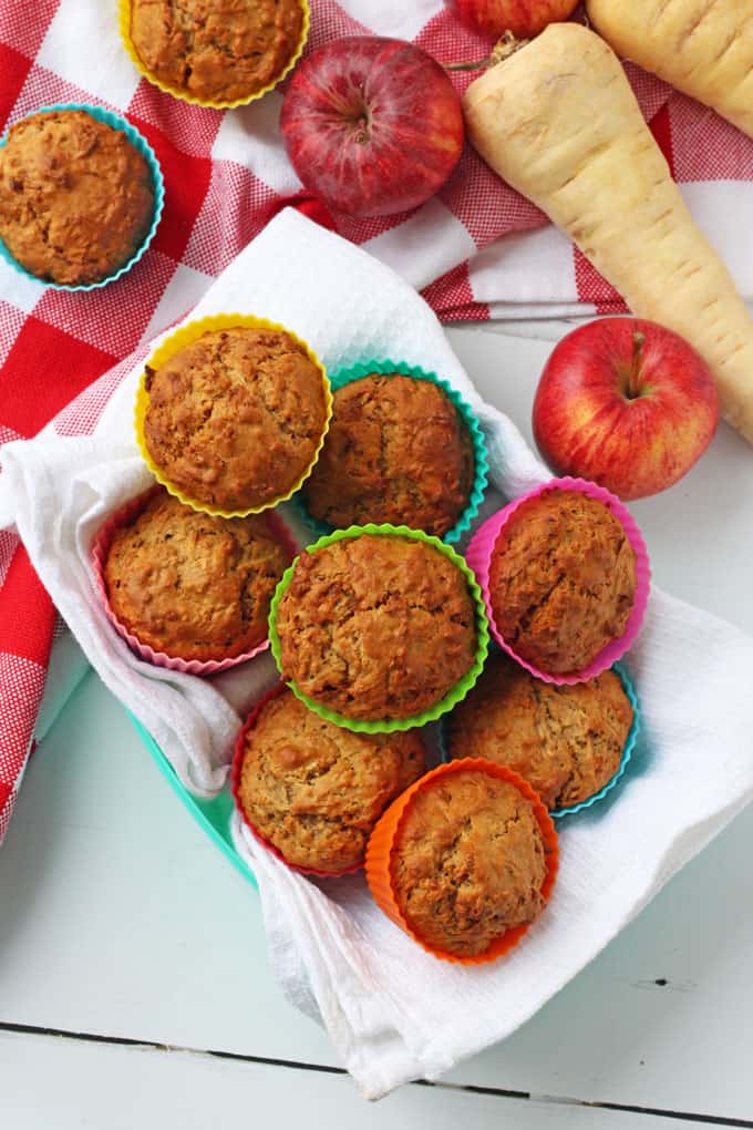 Kid-Friendly Parsnip and Apple Muffins. 