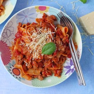 A quick, easy but super delicious recipe for Sausage Meat Ragu. This simple meal has fast favourite in my family and I think you will love it too!