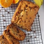 A delicious and easy banana bread recipe flavoured with orange and chocolate chips. This recipe is also a bit healthier using honey instead of refined sugar.