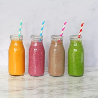 Four delicious smoothie recipes that are packed full of nutritious ingredients, kid-approved and perfect for the whole family. 