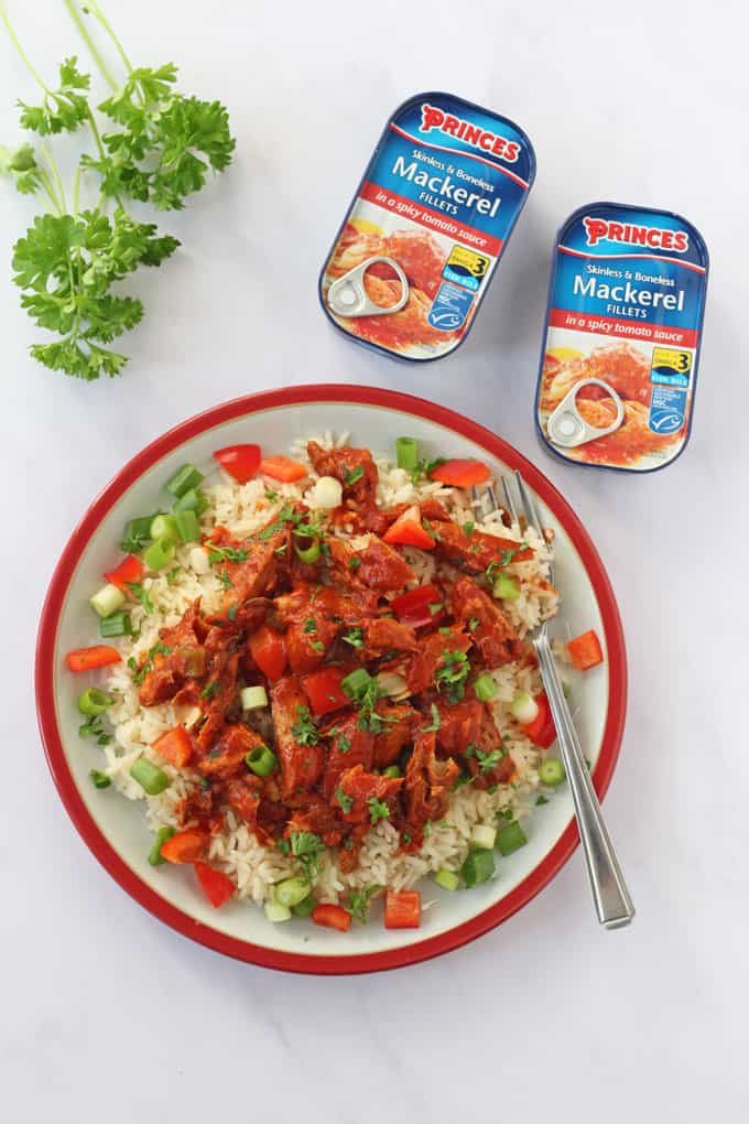 Spicy Tomato Mackerel with Rice 