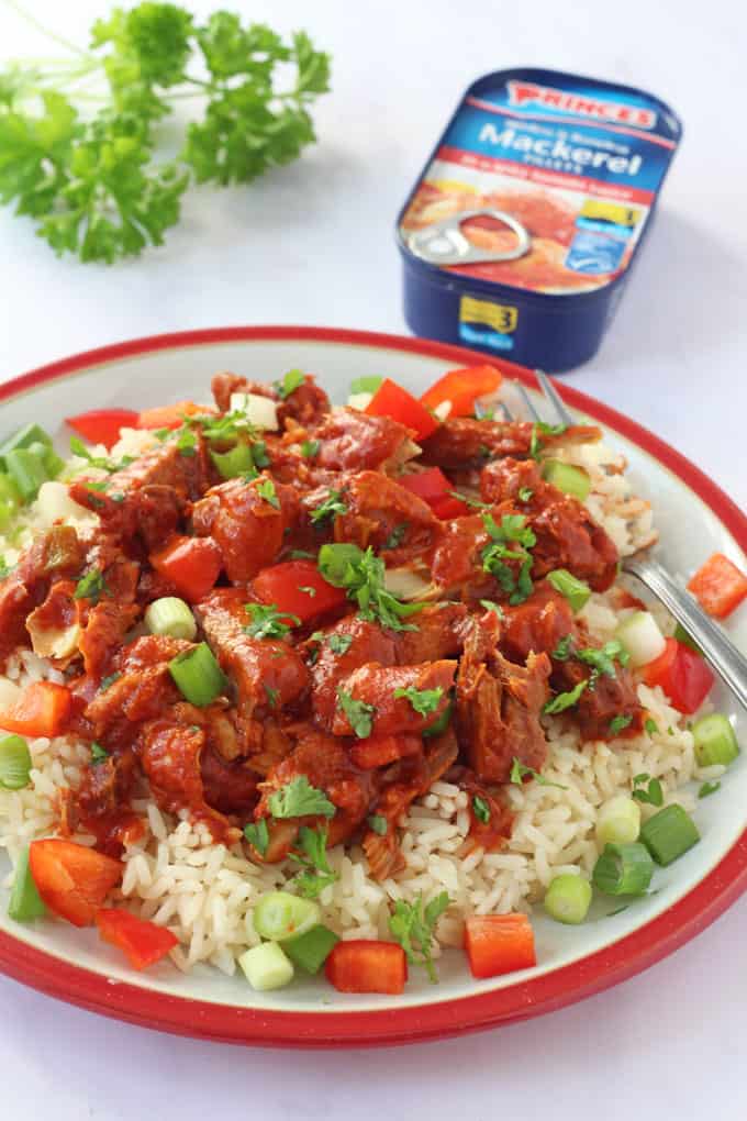 Spicy Tomato Mackerel with Rice