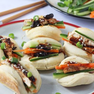 Delicious freshly made steamed buns with a sweet and sticky BBQ chicken sauce made with California Prunes