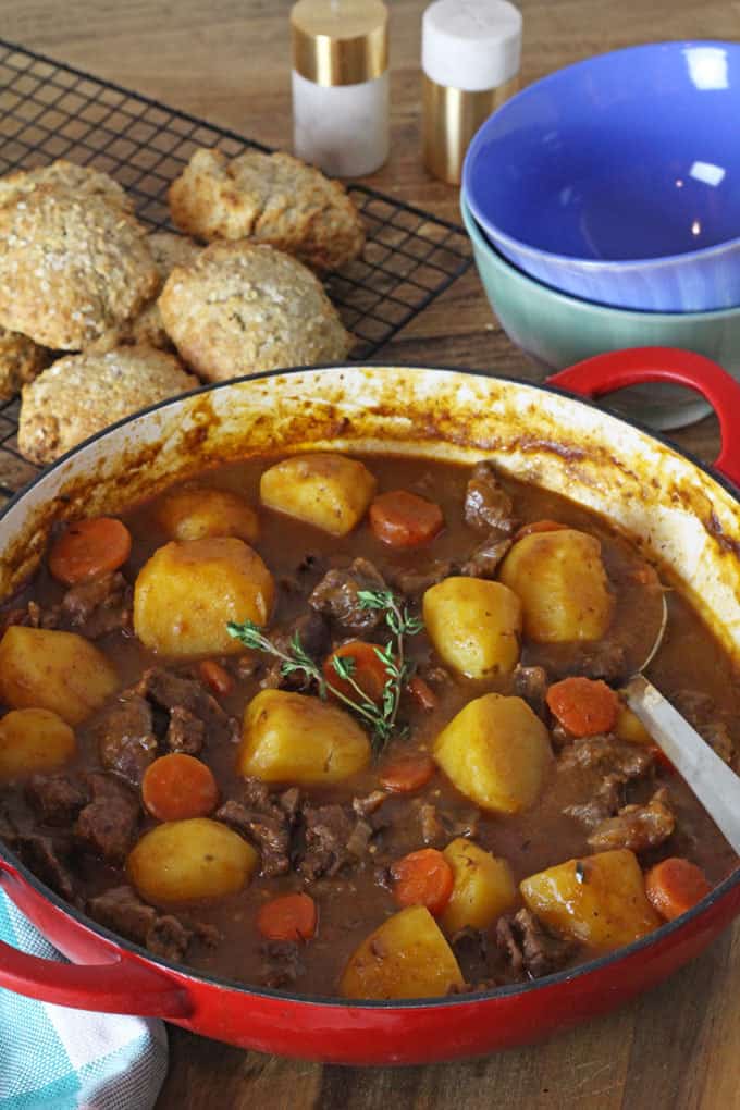 irish beef stew with soda bread scones