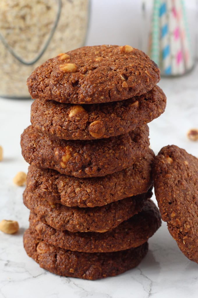 Delicious and filling triple chocolate cookies made with oats and wholemeal flour. The perfect afternoon snack for hungry kids and grown ups too!