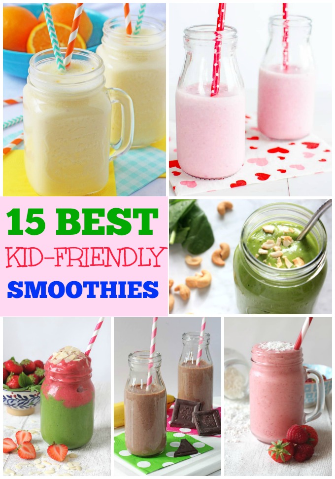 collage of smoothies for children