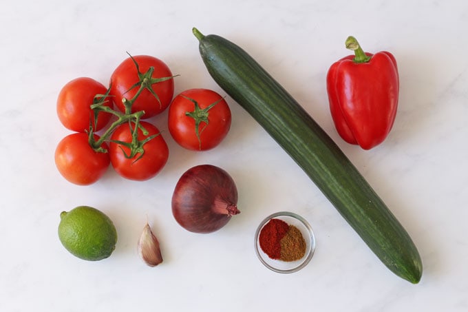 Ingredients for gazpacho soup