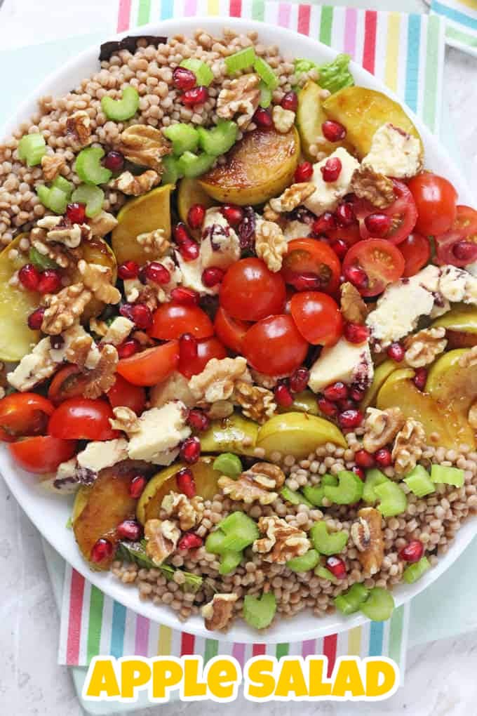 A large Bramley Apple Salad served on a white oval plate.