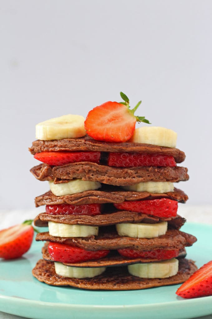 Stack of chocolate pancakes