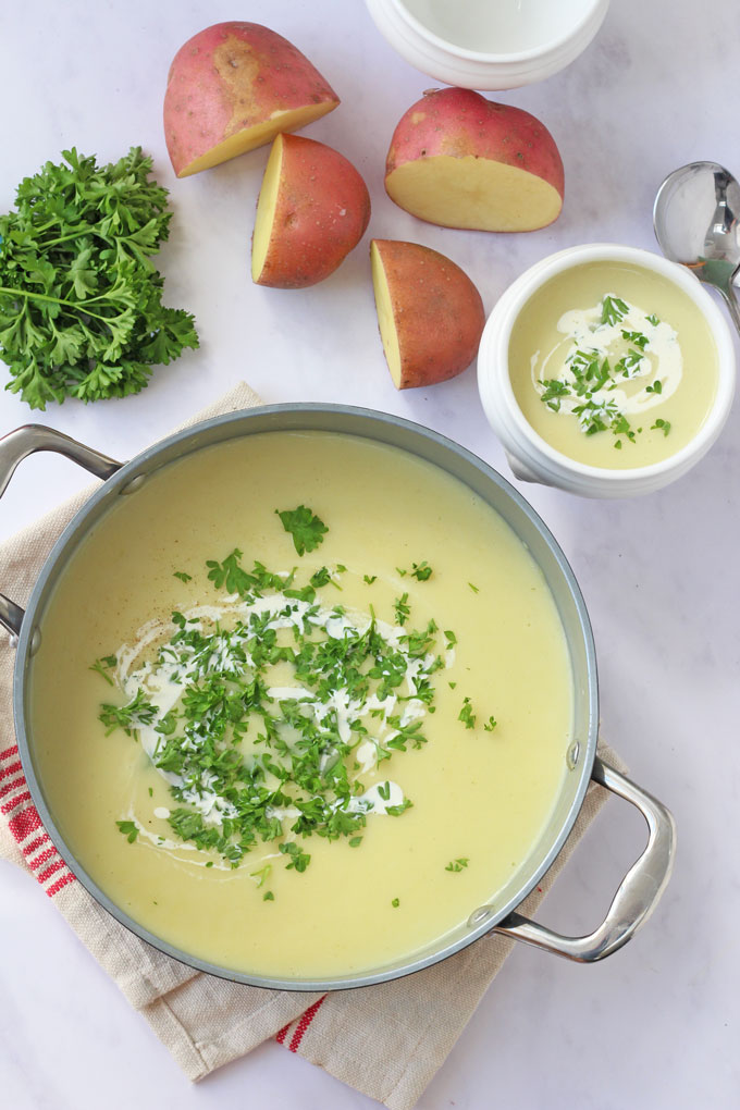 Large pot of potato soup