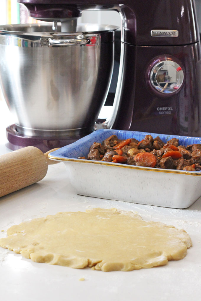 the pasty rolled out on a floured surface