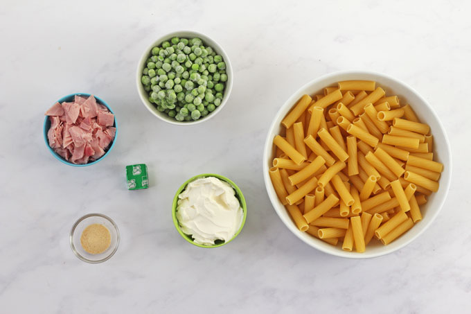 Ingredients for Ham & Pea Pasta