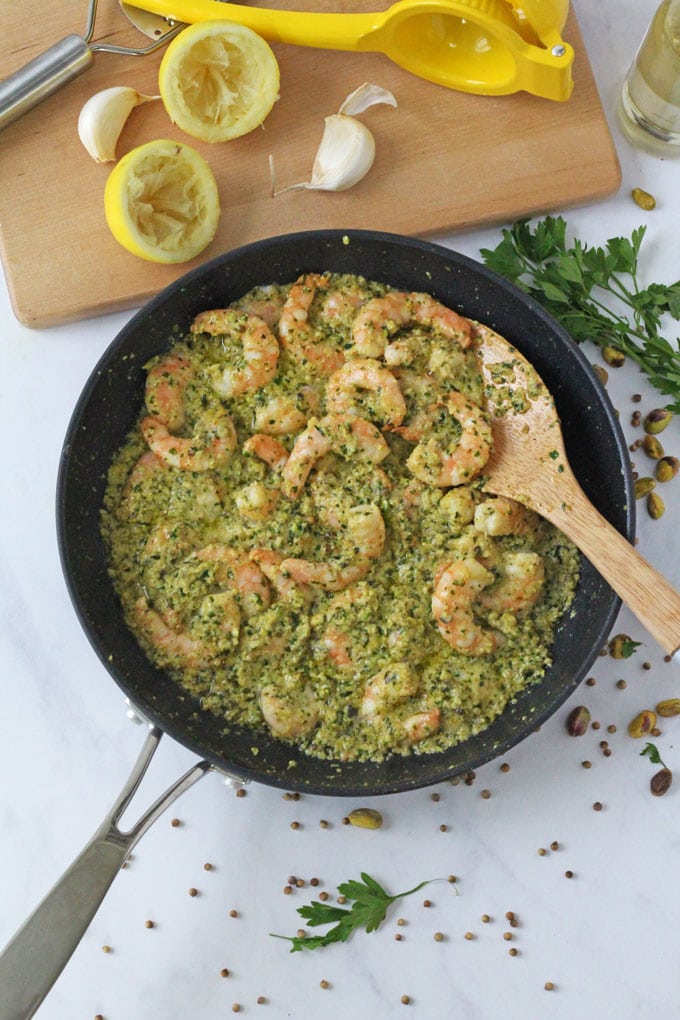 prawns now cooked in the frying pan