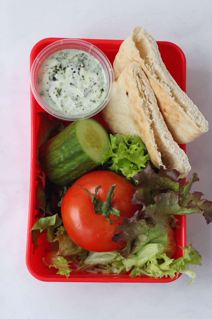 Lunchbox with Pitta Bread and Salad