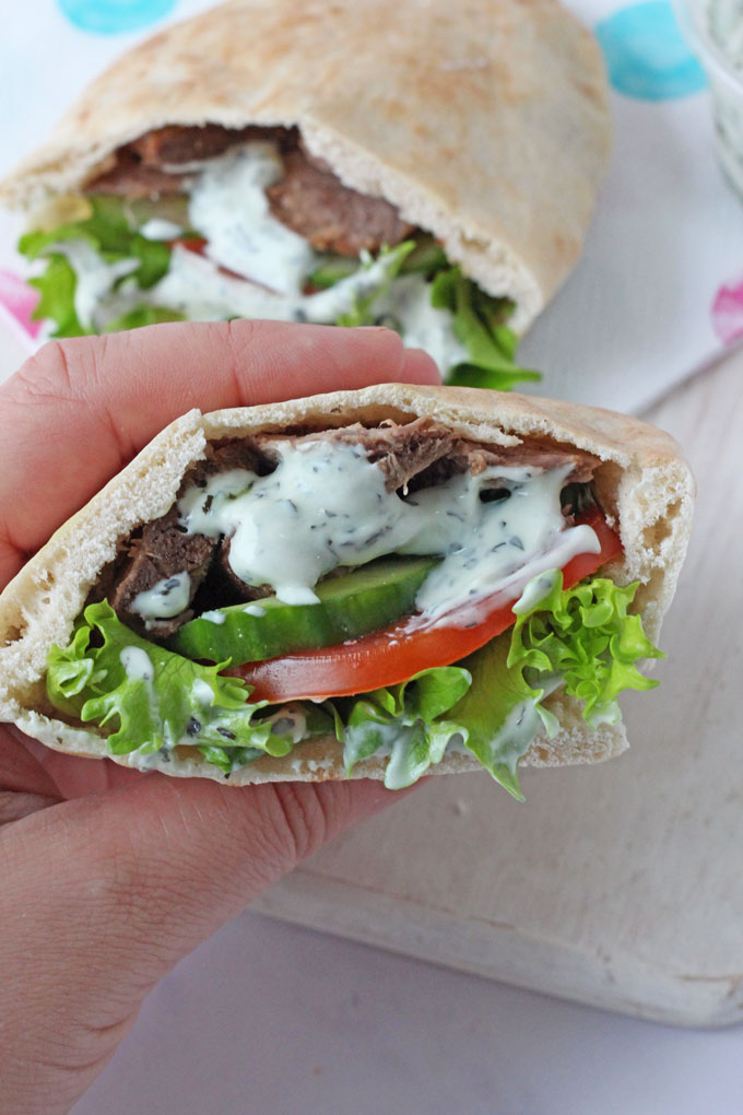 Greek Lamb Pitta Breads with a Mint & Garlic Yogurt Dip