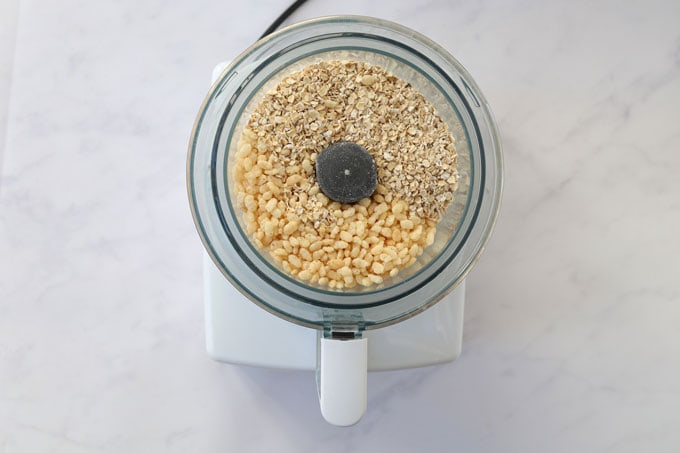 oats and rice krispies in a food processor