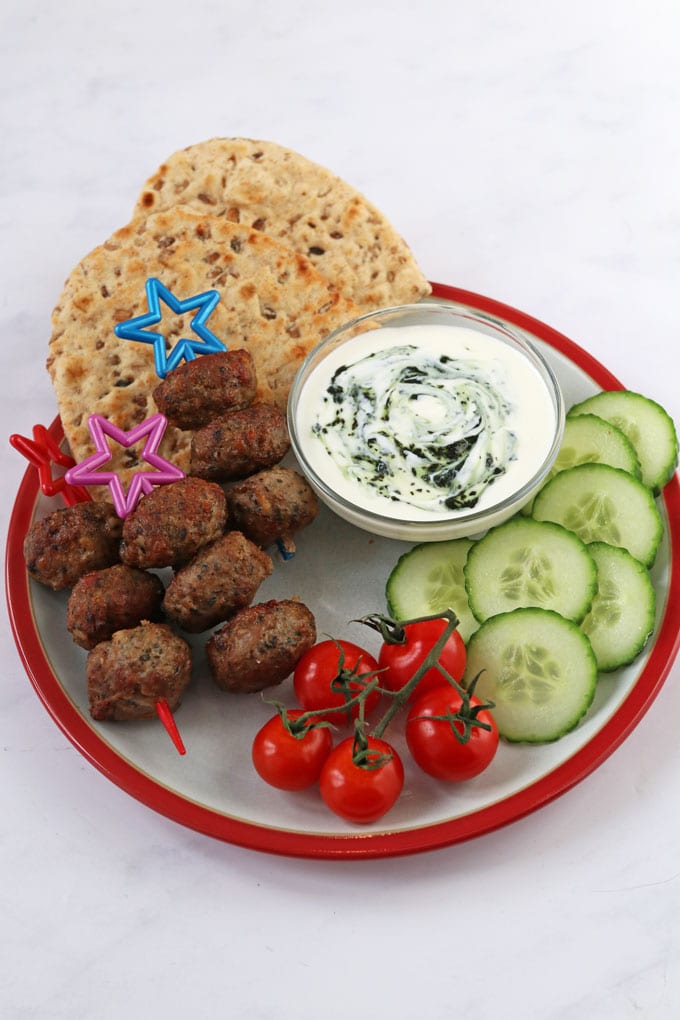 Lamb Meatballs - served with flatbread, mint yogurt and salad