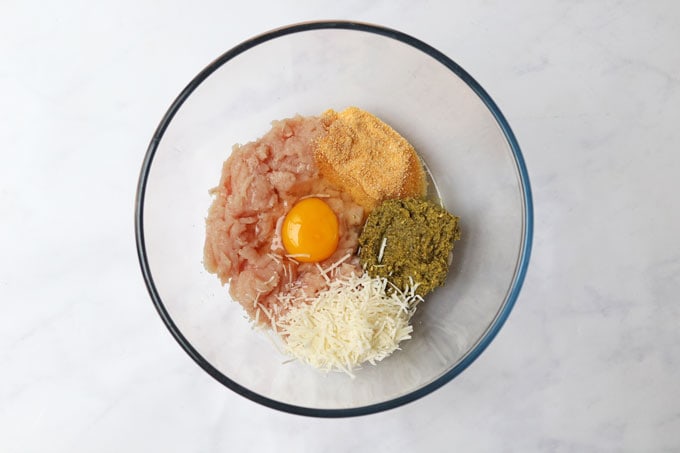 Ingredients for Pesto Parmesan Chicken Meatballs