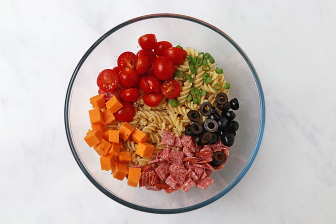 Pasta salad in a bowl