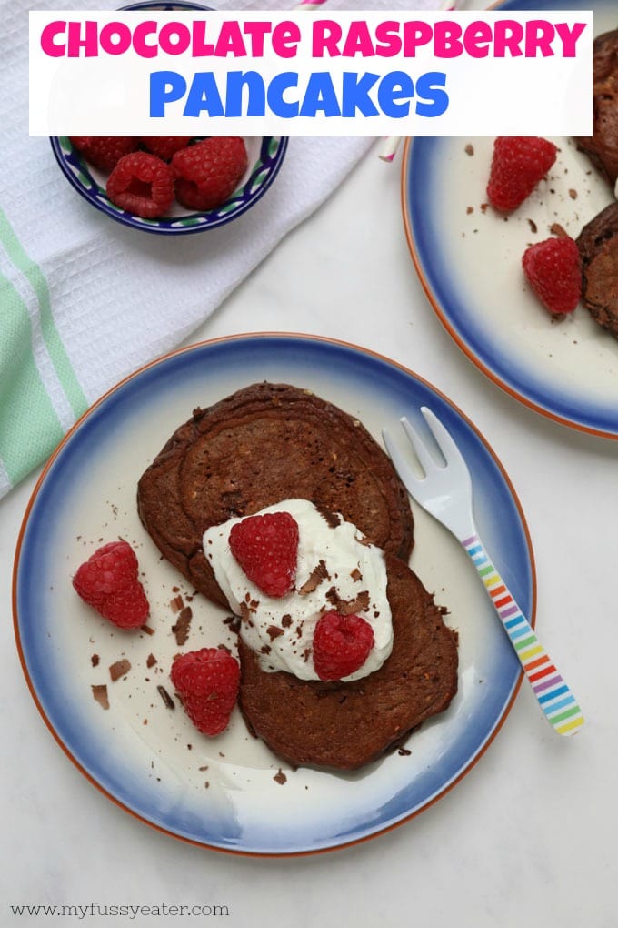 chocolate raspberry pancake pinterest pin