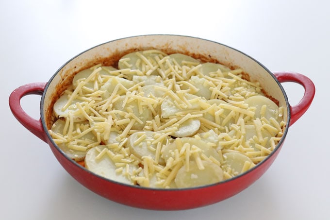 potato slices and cheese topping