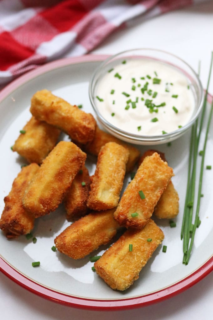 courgette sticks served with creme fraiche