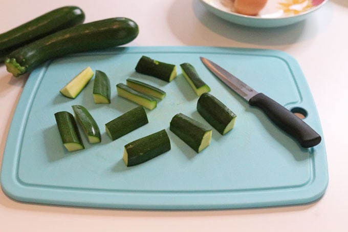 chopped courgettes