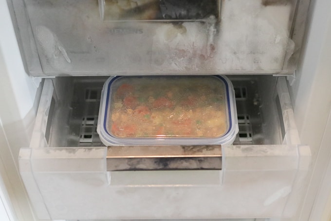 chinese chicken curry in freezer