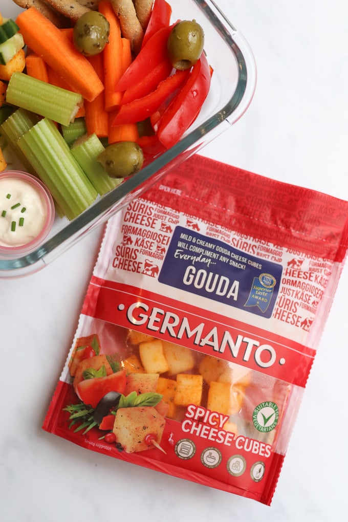 A quick, easy and super delicious lunch whipped up in just 5 minutes using Germanto Spicy Gouda Cheese Cubes.