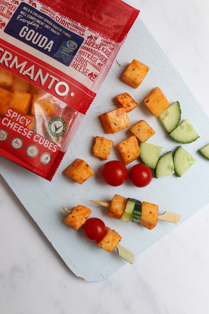 A quick, easy and super delicious lunch whipped up in just 5 minutes using Germanto Spicy Gouda Cheese Cubes.