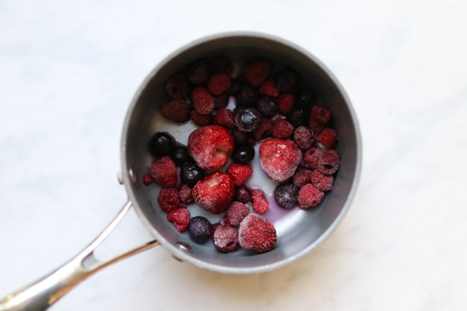 berries in saucepan