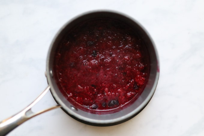 mashed berries in saucepan