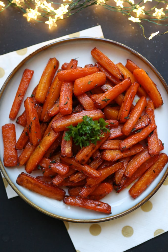 carrot chips with maple & thyme