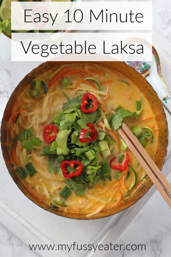 Easy 10 minute vegetable laksa pinterest pin
