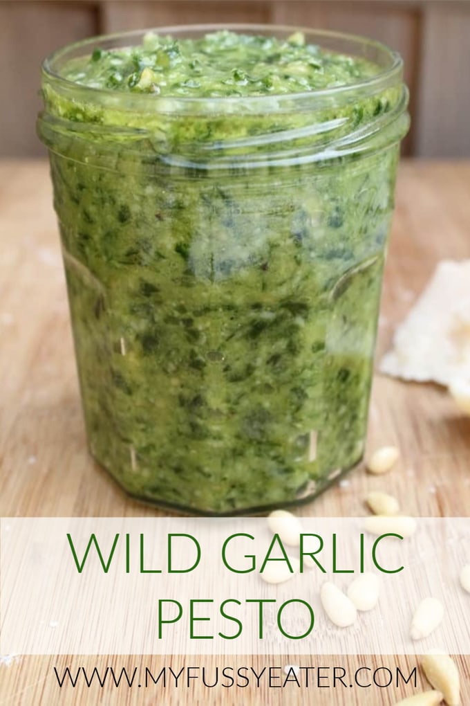 homemade wild garlic pesto in a glass jar