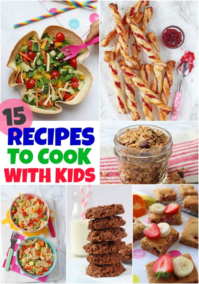 collage of recipes to cook with kids