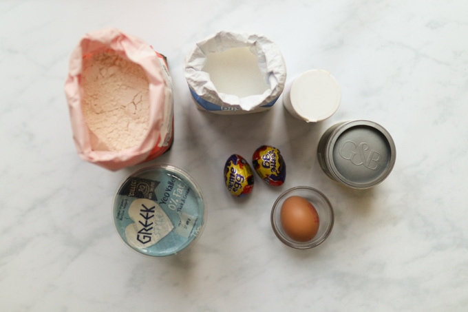 Cadbury's Creme Egg Mug Cake ingredients.